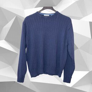 John Ashford Essentials Pullover Navy Blue XXL Ribbed Sweater - 100% Cotton